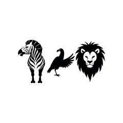 Black silhouette animal vector set