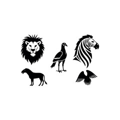 Black silhouette animal vector set