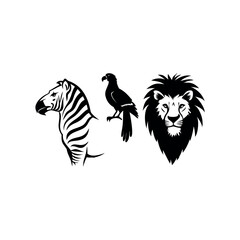 Black silhouette animal vector set