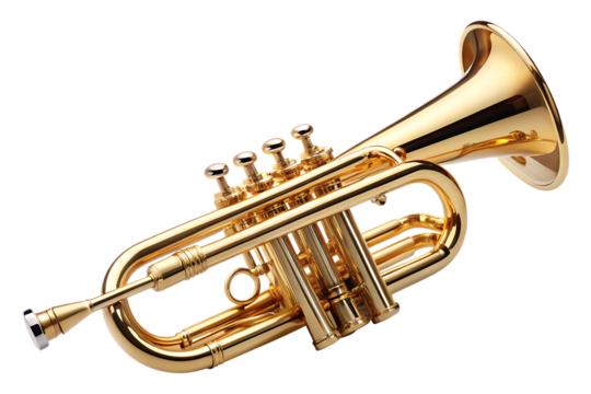 golden trumpet on transparent background 