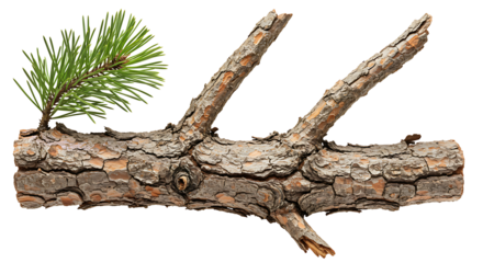 Pine Tree Bark with Branch PNG