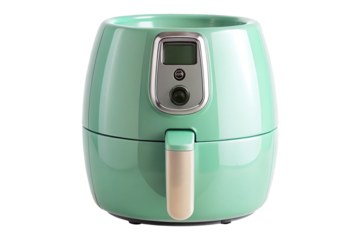 modern air fryer with digital controller display isolated on transparent background 