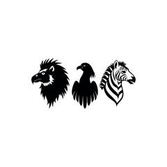 Black silhouette animal vector set