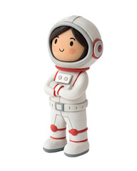 Fototapeta premium a clay Cute A woman in a spacesuit is crossing his arms.. isolated on a transparent background