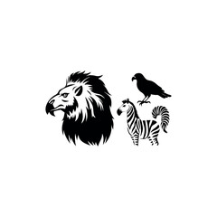 Black silhouette animal vector set