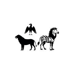 Black silhouette animal vector set