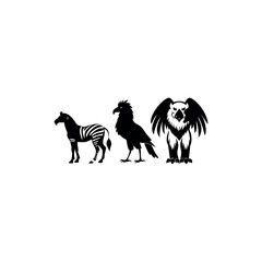 Black silhouette animal vector set