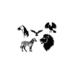 Black silhouette animal vector set