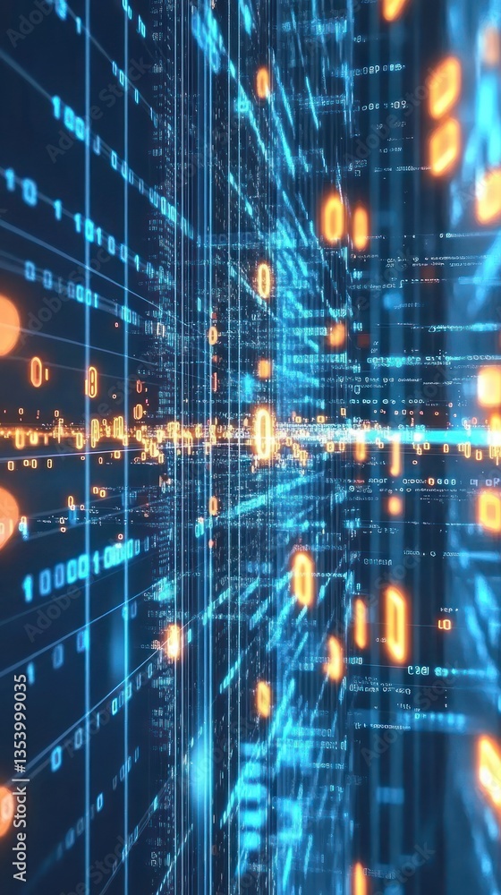 Aufkleber futuristic digital data stream flowing through a virtual space