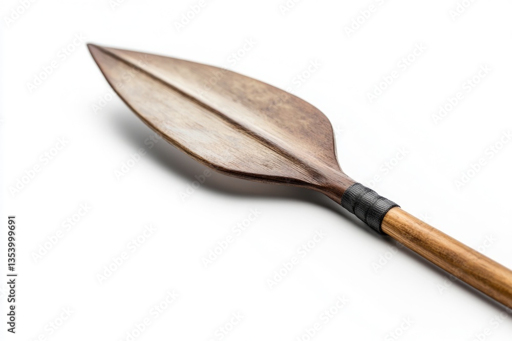 Poster a close-up view of a wooden paddle on a white surface, suitable for use in various contexts such as 