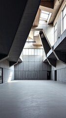 Obraz premium Empty spacious room with concrete walls