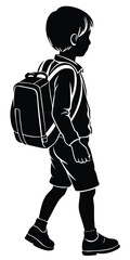 A boy with school bag silhouette. Back to school