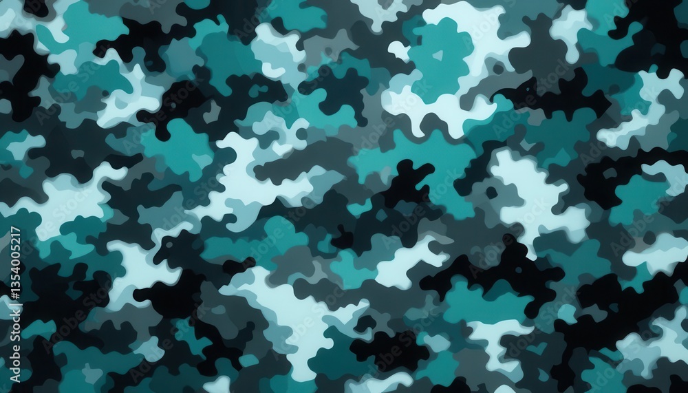 Poster abstract teal and charcoal camouflage pattern modern digital design texture