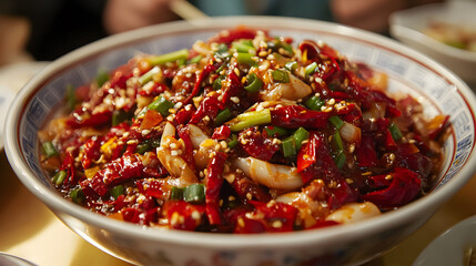 Photos of the spicy and addictive Sichuan-style chili chicken cuisine