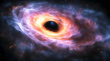 Obraz premium Colorful Galactic Nebula With Central Blackhole