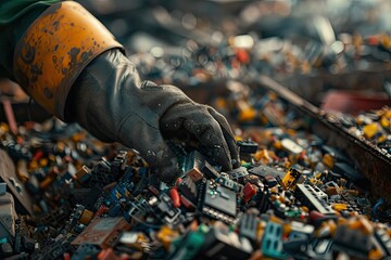 Ultra Hd Visual of Sorting Electronic Waste at a Recycling Facility