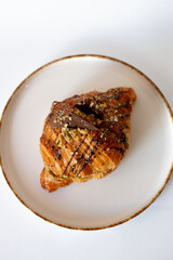Gourmet Croissant with Chocolate and Nuts