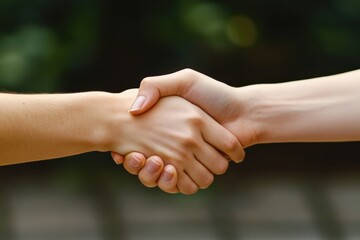 Handshake between two individuals, conveying trust and cooperation