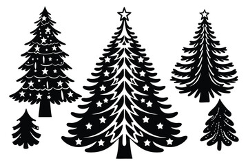 Obraz premium set of christmas trees vector on white background
