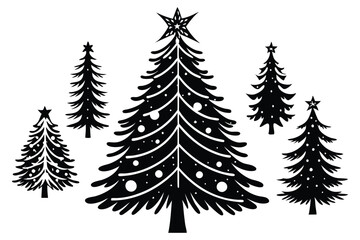 set of christmas trees vector on white background