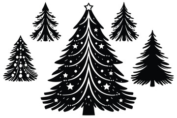 set of christmas trees vector on white background