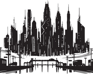 Naklejka premium Detailed City Silhouette | Urban Design in Premium Style