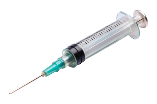 empty syringe for injection on transparent background 