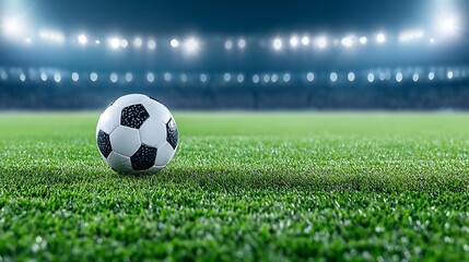 Obraz premium Soccer Ball on Stadium Field at Night