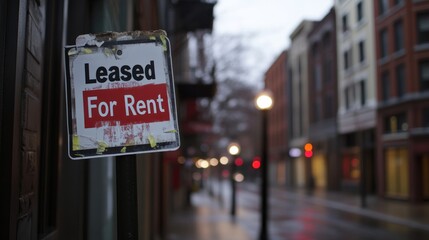 Leased For Rent Sign on a City Street