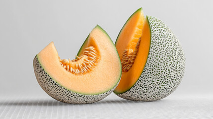 "Cantaloupe Melon Fruit Isolated on Transparent Background".