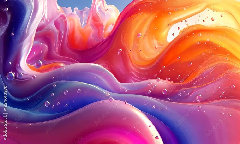 Aufkleber fluid abstract background animation with bright color transitions and bubbles