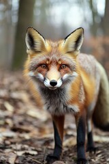 Fototapeta premium A close-up shot of a fox in its natural habitat