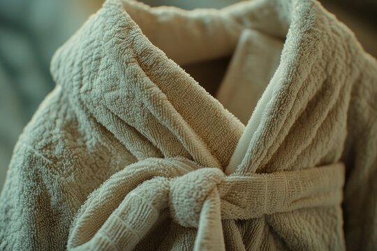 A close-up shot of a towel wrapped around a person's neck, suitable for use in scenarios where a sense of danger or restraint is needed