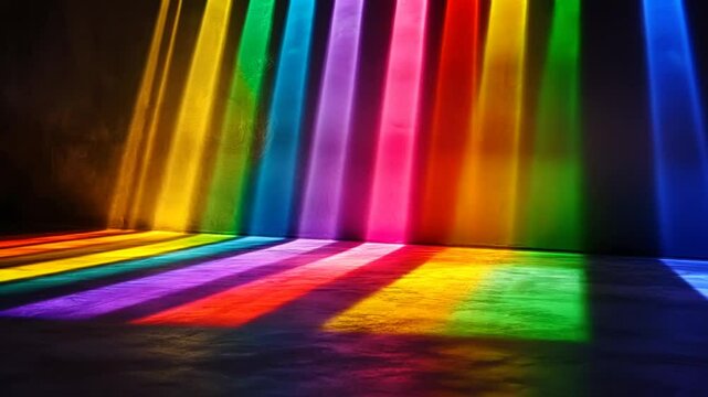 Rainbow Light Beams on Concrete Floor