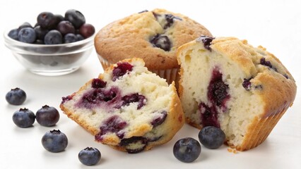 Blueberry Muffin Half Showing Juicy Berries