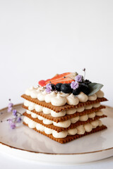 Elegant Layered Pastry with Berries and Cream