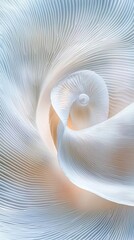 Close-up of airy pearl white fabric resembling a seashell.