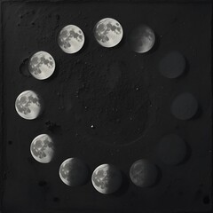 Obraz premium “Lunar Phases Circle with Shadow Detail”