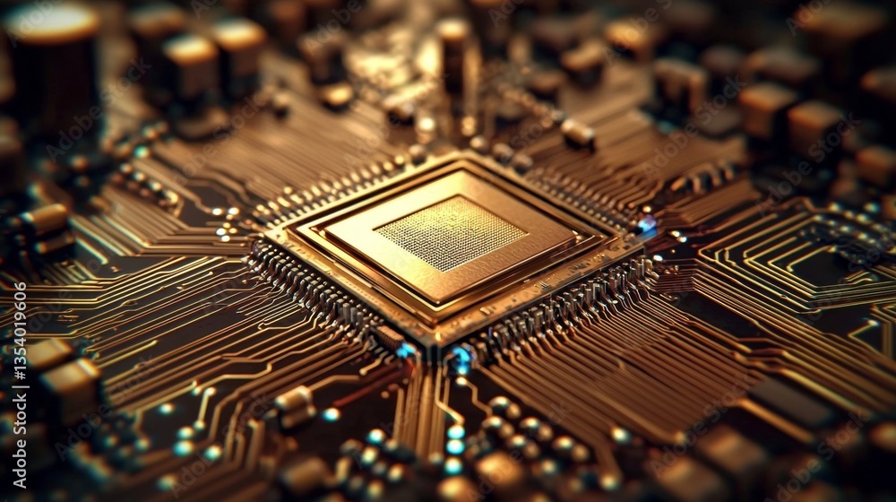 Poster advanced microprocessor showcased in detailed imagery.