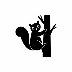 creative details Squirrel Climbing a Tree Icon vector illustration