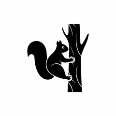 creative details Squirrel Climbing a Tree Icon vector illustration