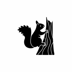 creative details Squirrel Climbing a Tree Icon vector illustration