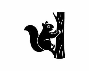 creative details Squirrel Climbing a Tree Icon vector illustration