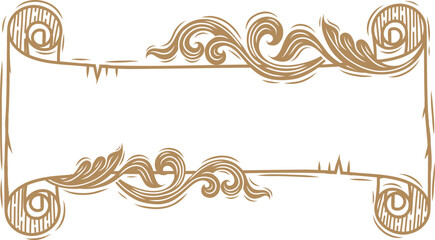 Thai art and Ribbon Banner Hand Drawn.