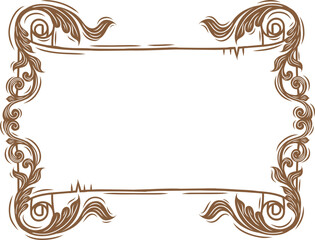 Vintage Ribbon Banner with Leaves Thai art.