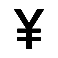 Obraz premium Japanese yen symbol icon silhouette vector flat illustration design.
