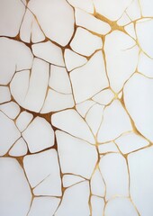 Gold kintsugi-inspired abstract pattern on white background reflecting art and elegance