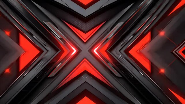 Dynamic, futuristic design with contrasting red and black elements.  Intricate geometric shapes and glowing accents create a powerful visual
