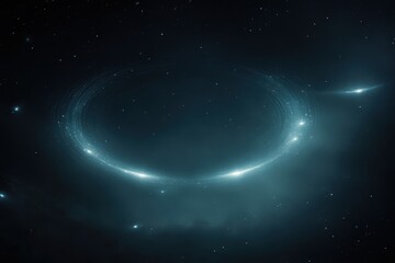 Obraz premium Celestial rings and cosmic phenomena observed in deep space during nighttime exploration