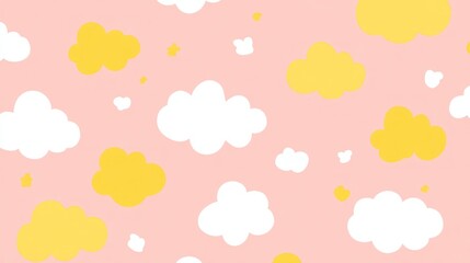 Cute cloud pattern on a pink background.  Possible use for children's products or cards